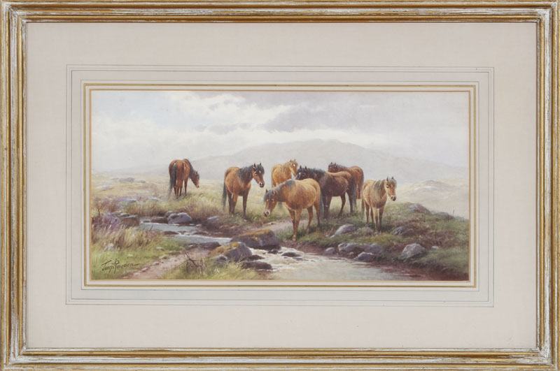 Appraisal: THOMAS ROWDEN - DARTMOOR PONIES Watercolor on paper signed 'Tom