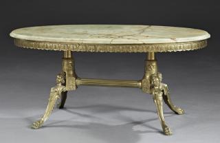 Appraisal: French Louis XV Style Bronze and Onyx Coffee Table French