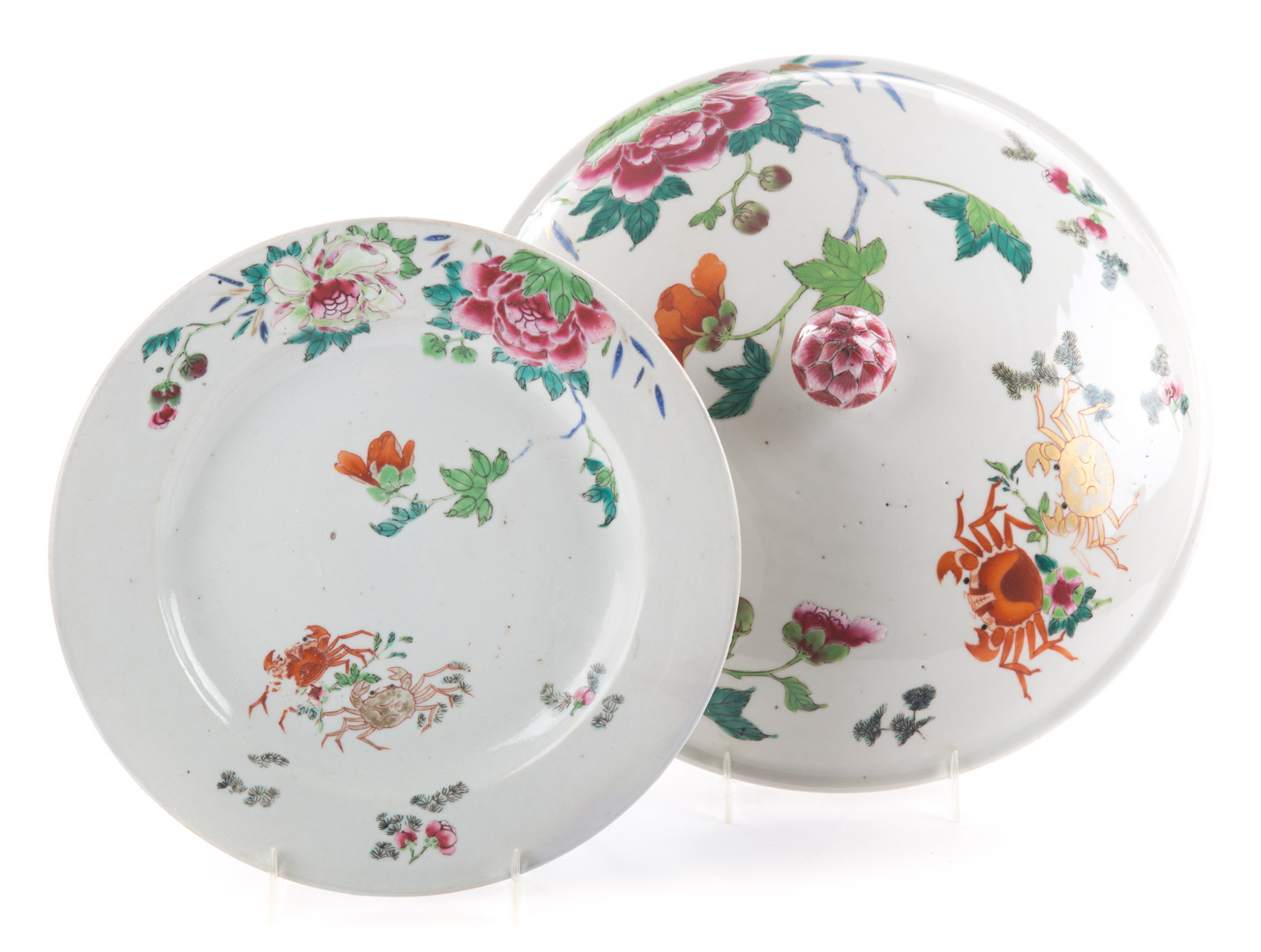 Appraisal: Chinese Export Famille rose plate and tureen lid circa each