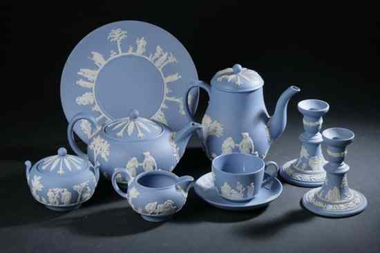 Appraisal: -PIECE WEDGWOOD PALE BLUE JASPERWARE SERVICE Stamped 'Wedgwood' and 'Made