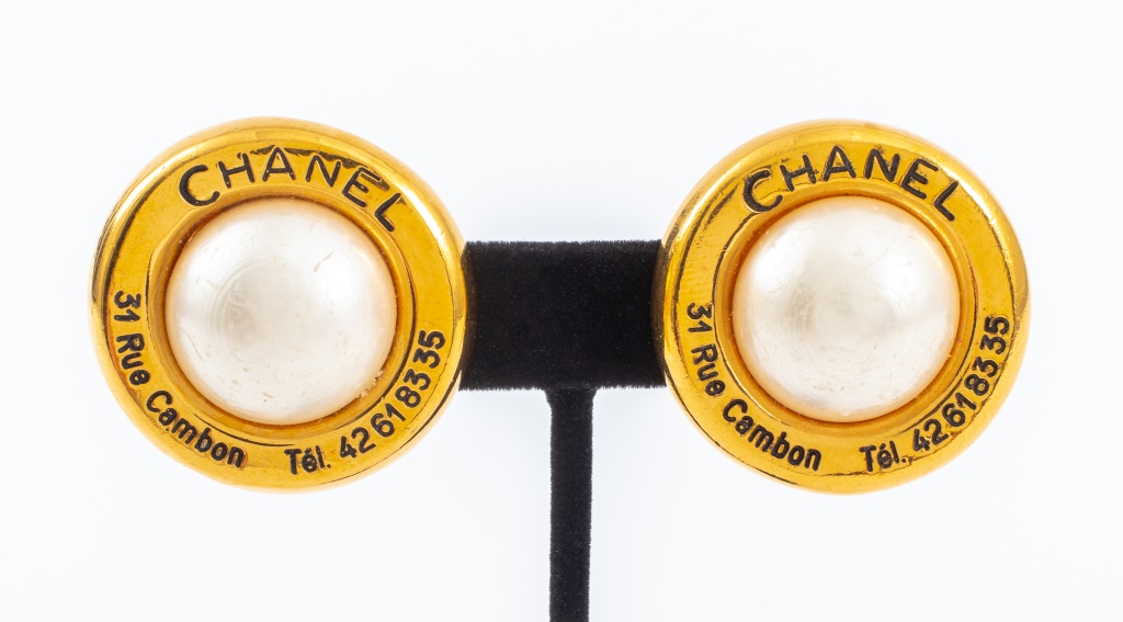 Appraisal: VINTAGE CHANEL RUE CAMBON COSTUME CLIP EARRINGS Vintage Chanel French