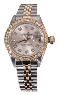 Appraisal: Ladies diamond gold stainless Rolex Date Just l Ladies mm