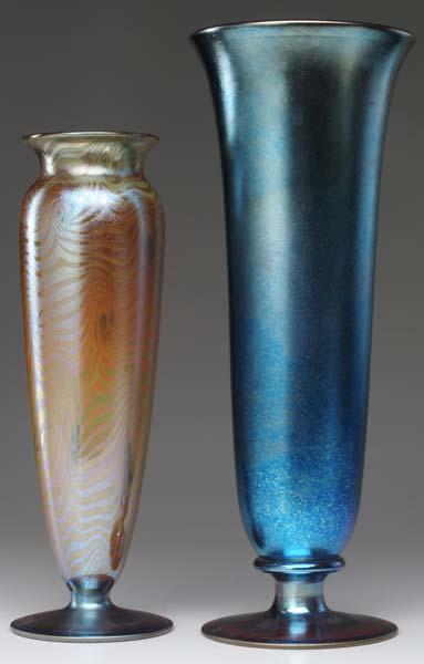 Appraisal: DURAND Two footed vases the first with green King Tut