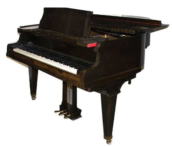 Appraisal: An ebonized grand piano by Fischer with bench approximate height