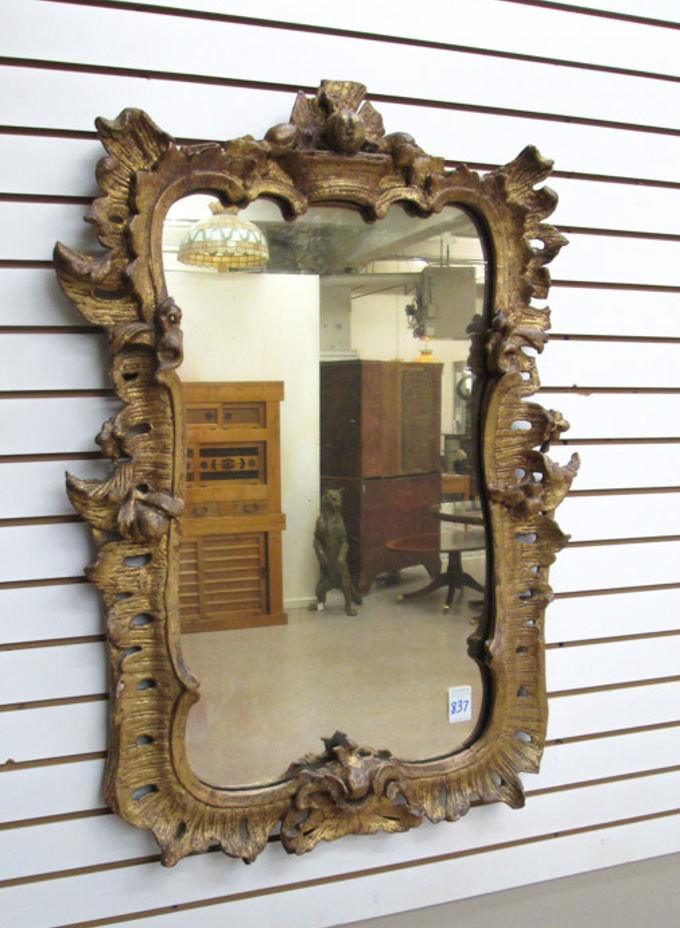 Appraisal: FLORENTINE GILTWOOD AND GESSO FRAMED WALL MIRROR Italian th century