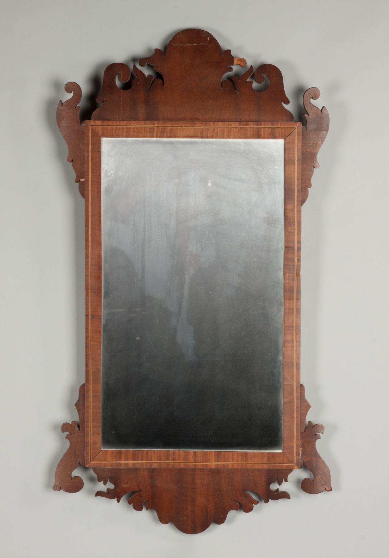 Appraisal: Chippendale Inlaid Mahogany Mirror C