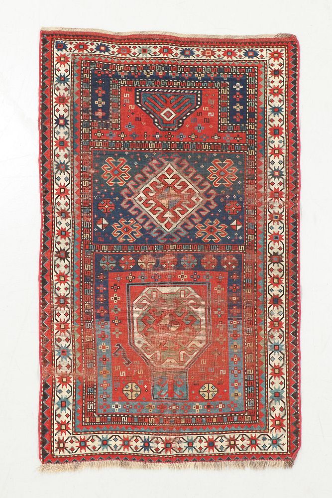 Appraisal: Antique Kazak Prayer Rug Caucasus Antique Kazak Prayer Rug Caucasus