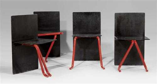 Appraisal: KINZEL GEORGES - SUITE OF FOUR CHAIRS Swiss circa Black