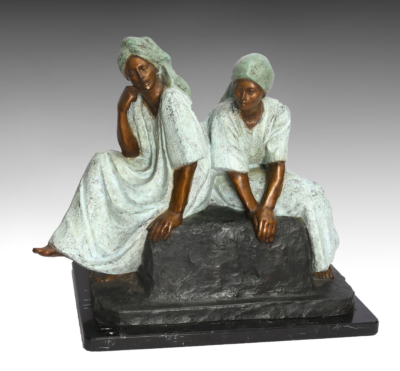 Appraisal: GUTIERREZ Victor American - Young Beauties with Turbans Patinated Bronze