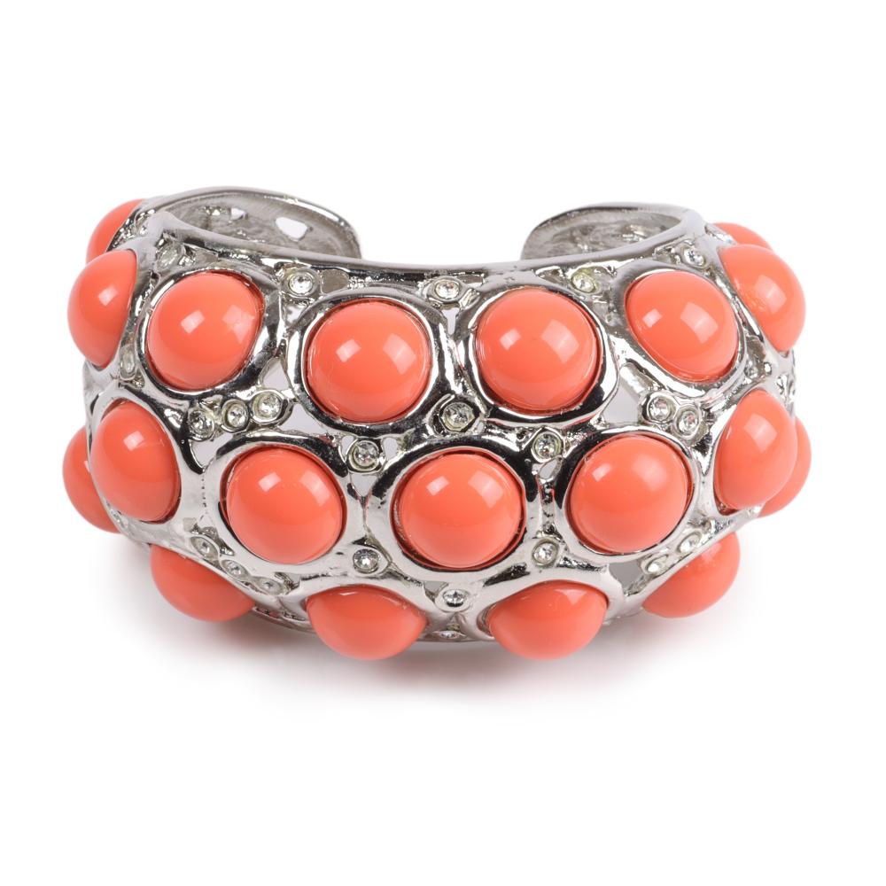 Appraisal: Kenneth Jay Lane KJL silver cuff bracelet with faux coral