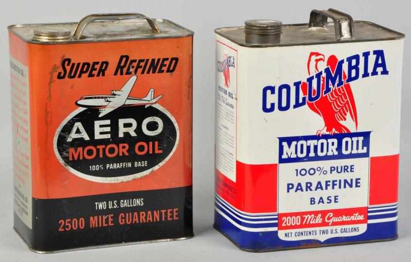 Appraisal: Aero Columbia Motor Oil Cans Both are two-gallon cans Only