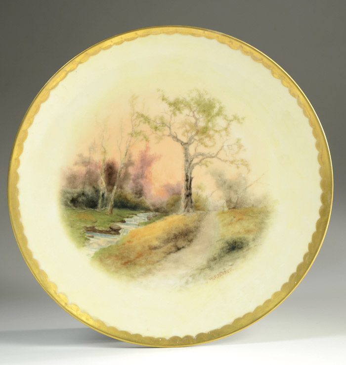 Appraisal: WILLIAM SAMUEL PARROTT PORCELAIN SCENIC PLATE Oregon Washington - hand