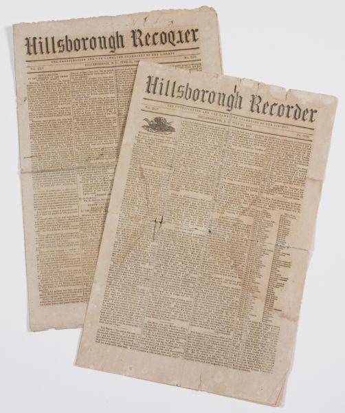 Appraisal: Two North Carolina Civil War Newspapers issues of the Hillsborough