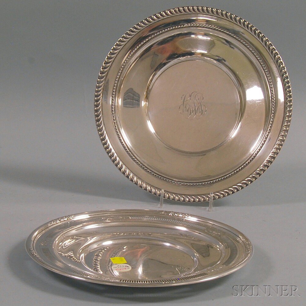 Appraisal: Two Sterling Silver Cake Plates an M Fred Hirsch plate