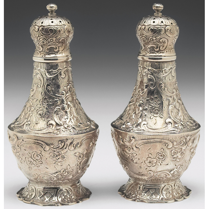 Appraisal: Marshal Field and Co sterling shakers pair ornate floral and