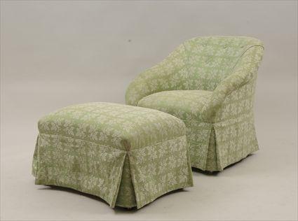 Appraisal: Upholstered Club Chair and Ottoman x in