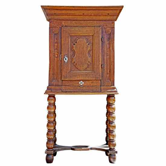 Appraisal: A Scandinavian Baroque Cupboard on Stand circa having a molded