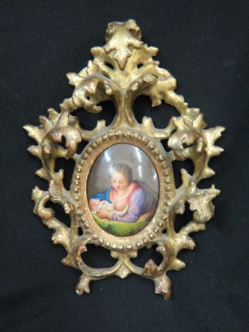 Appraisal: Miniature Painting on Porcelain of Mary BabyJesus oval image area