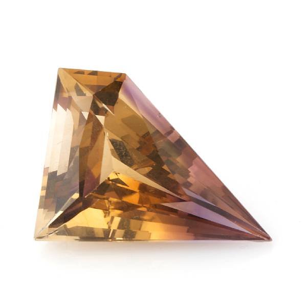 Appraisal: Ametrine A fancy-cut triangular stone which exhibits color zoning ranging