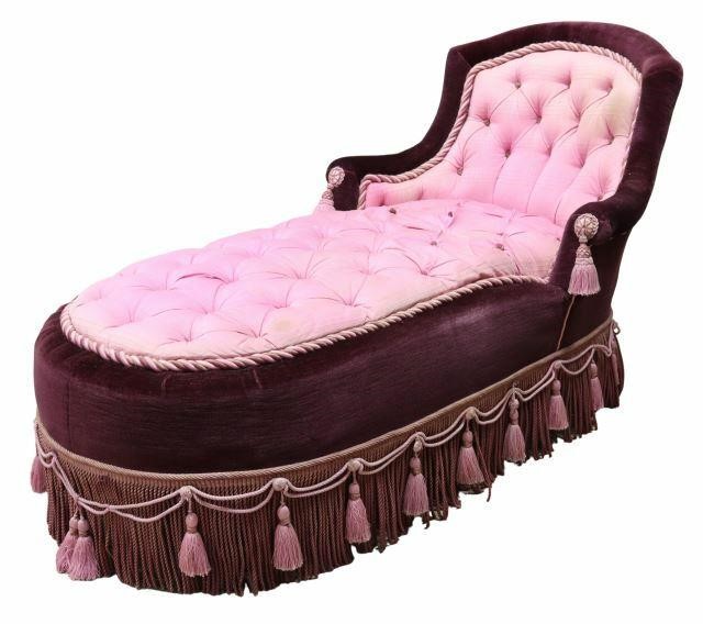 Appraisal: French Napoleon III style chaise lounge early th c in