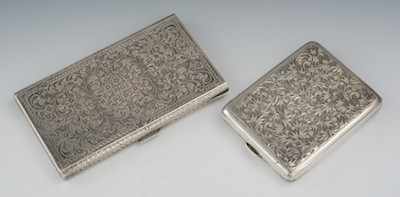 Appraisal: Two Silver Cigarette Boxes The first measuring apprx - x