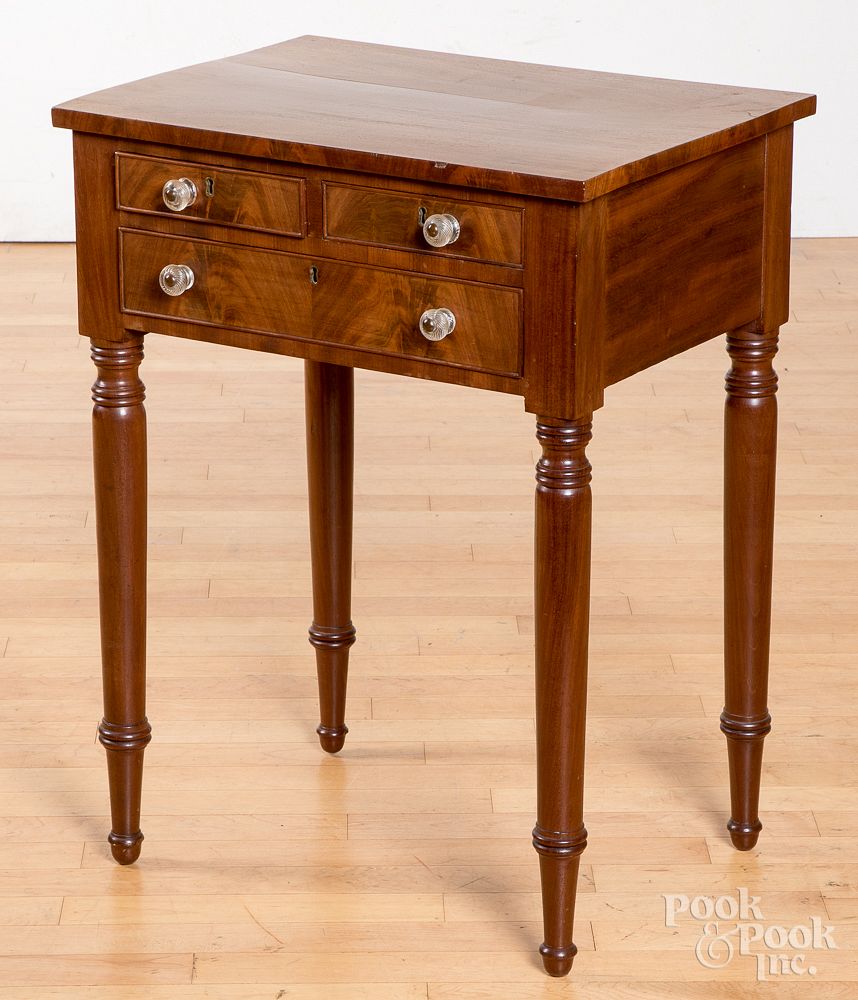 Appraisal: Pennsylvania Sheraton mahogany end table ca Pennsylvania Sheraton mahogany end