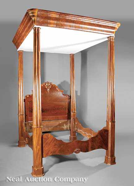 Appraisal: An American Rococo Carved Mahogany Full Tester Bed mid- th