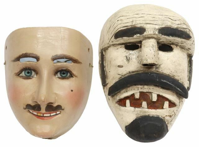 Appraisal: lot of Vintage hand-carved and polychrome painted dance masks Mexico