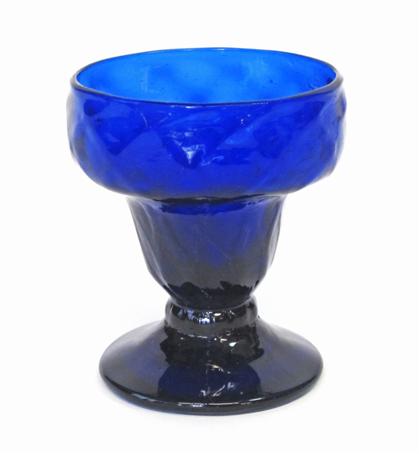 Appraisal: Stiegel type blown cobalt glass footed saltlate th century