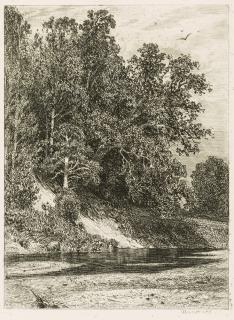 Appraisal: IVAN IVANOVICH SHISHKIN - At the Riverbank etching on paperplate