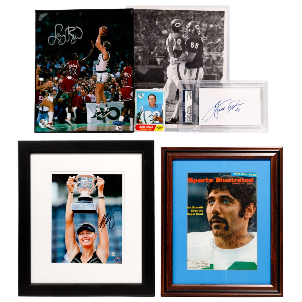 Appraisal: AUTOGRAPHED AND AUTHENTICATED SPORTS MEMORABILIA ASSORTMENT items including a Walter