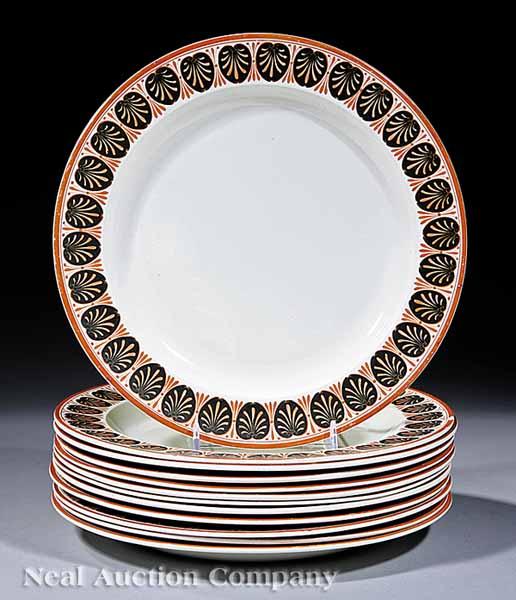 Appraisal: A Set of Twelve Wedgwood Neo-Grec Creamware Dinner Plates with