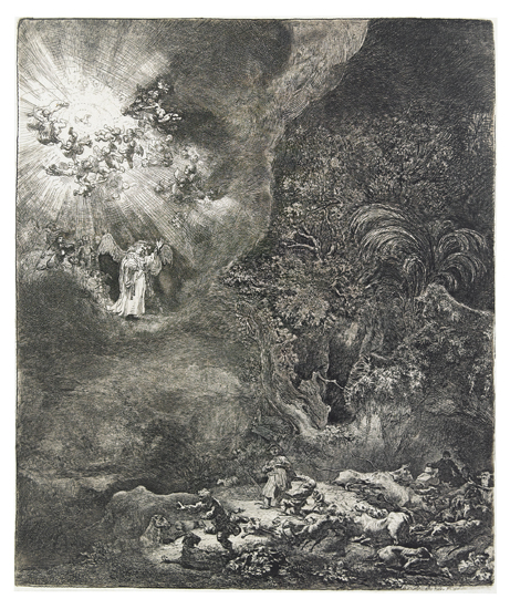 Appraisal: REMBRANDT VAN RIJN The Angel Appearing to the Shepherds Etching