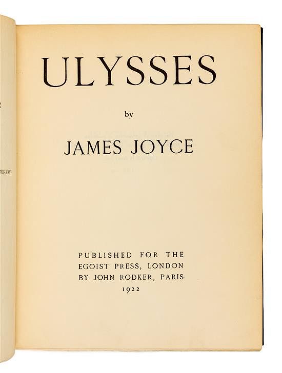 Appraisal: JOYCE James - Ulysses London Printed for the Egoist Press