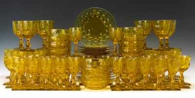 Appraisal: A Large Service for of Gold Glassware with Engraved Armorial