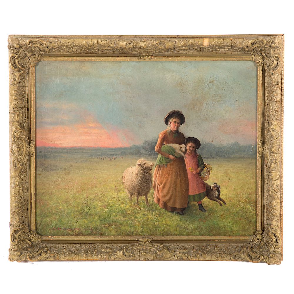 Appraisal: G W Ferguson Returning Home oil on canvas American th