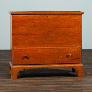 Appraisal: A Shaker Red-Stained Pine One-Drawer Blanket Chest Harvard Massachusetts Circa