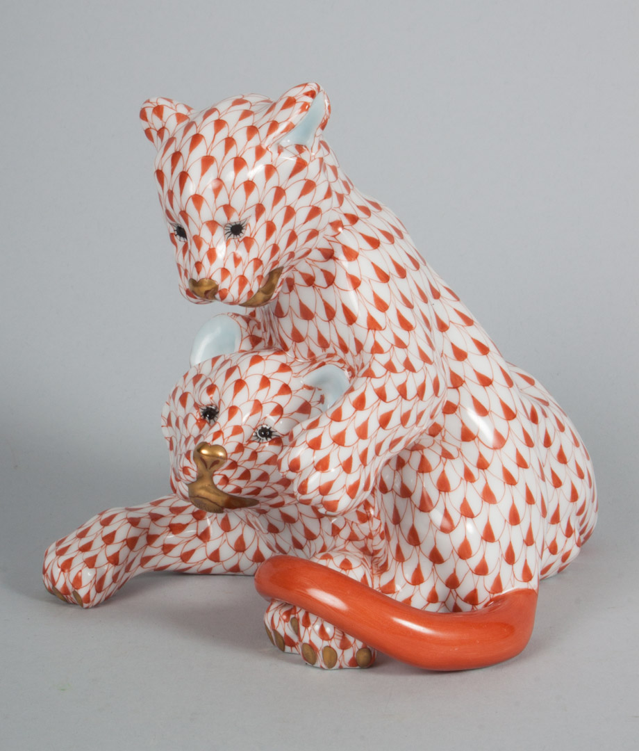 Appraisal: Herend porcelain group of playful lion cubs in the Rust