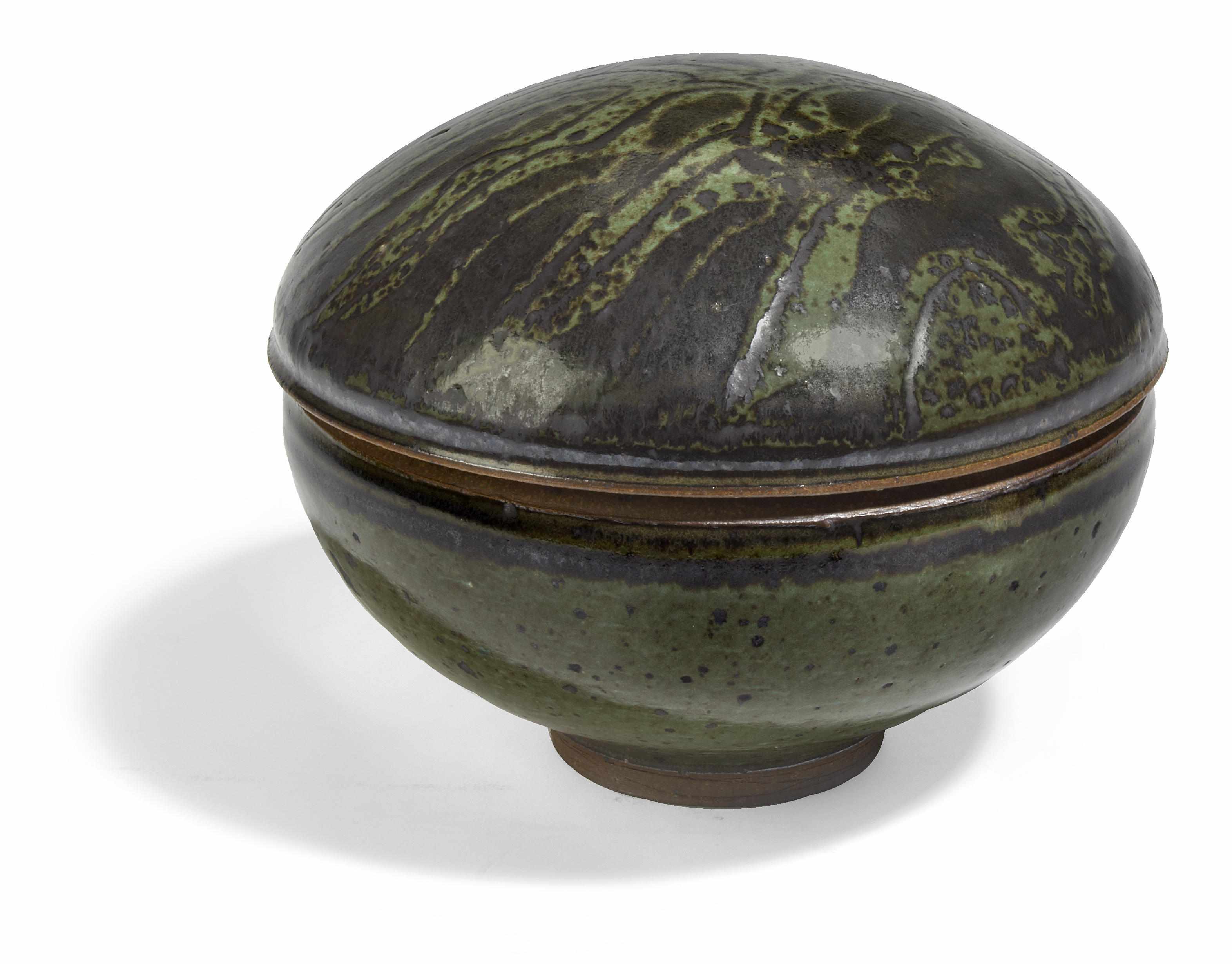 Appraisal: Ralph Bacerra American - covered bowl circa green and brown