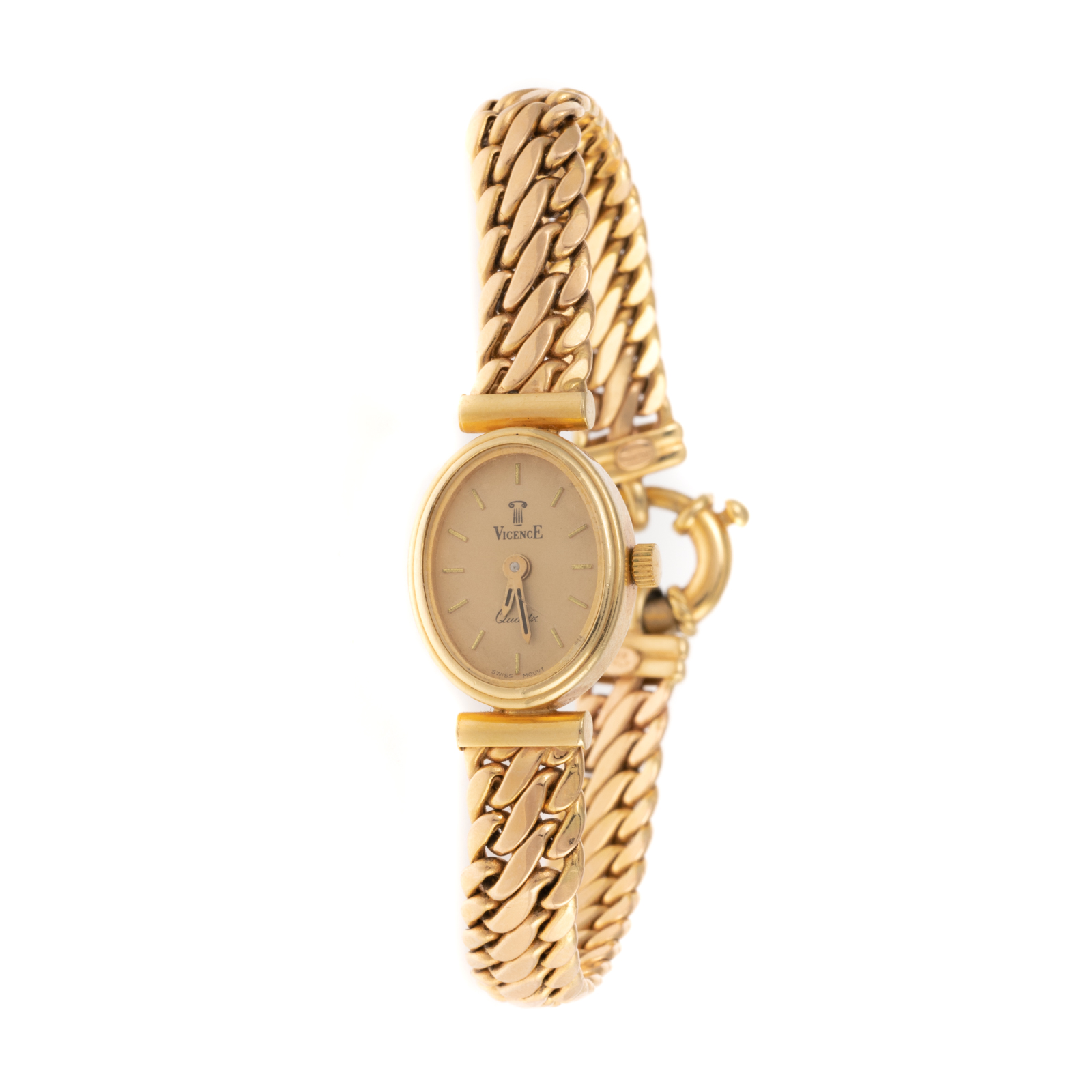 Appraisal: A OVAL-FACE VICENCE WATCH IN K K yellow gold Vicence