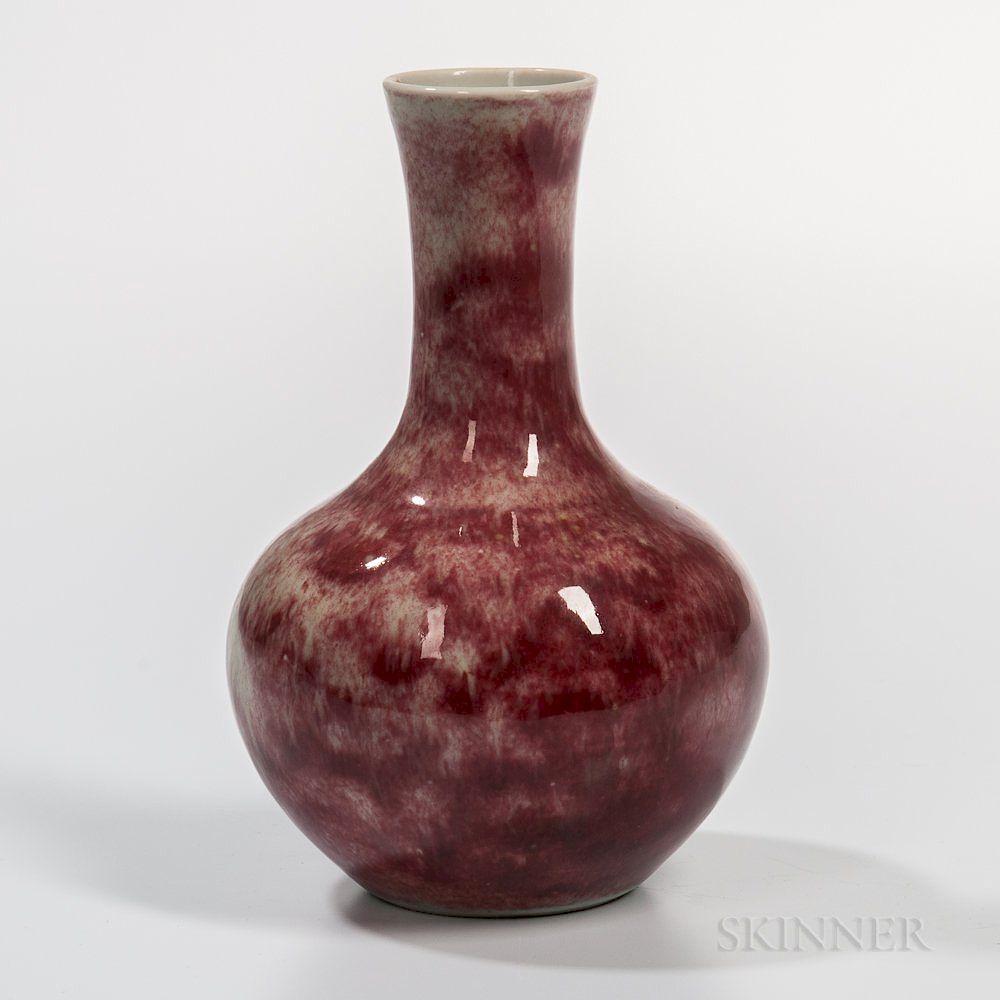 Appraisal: Small Mottled Peachbloom-glazed Bottle Vase Small Mottled Peachbloom-glazed Bottle Vase