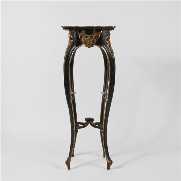 Appraisal: French ebonized and gilt wood pedestal plant stand H x