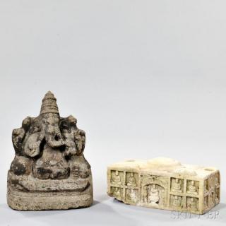 Appraisal: Carved Stone Sculpture of Ganesh and a Buddhist Stele Base