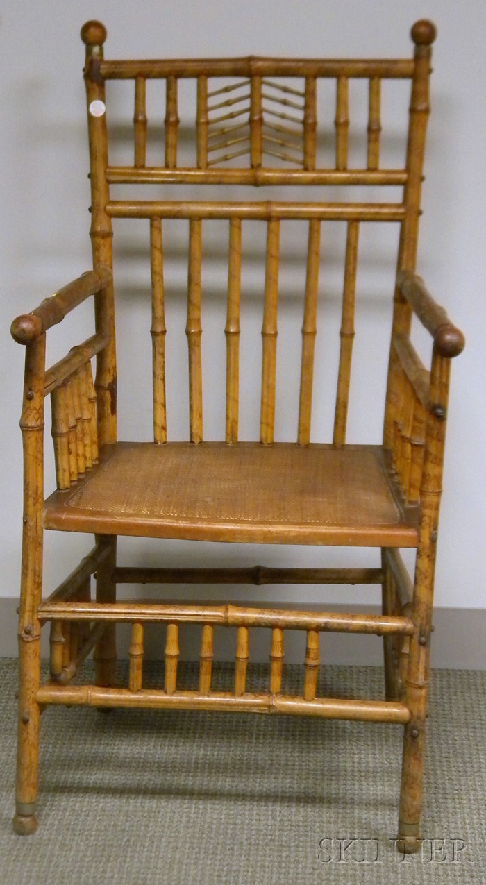 Appraisal: Late Victorian Bamboo Armchair with Caned Seat attributed to American