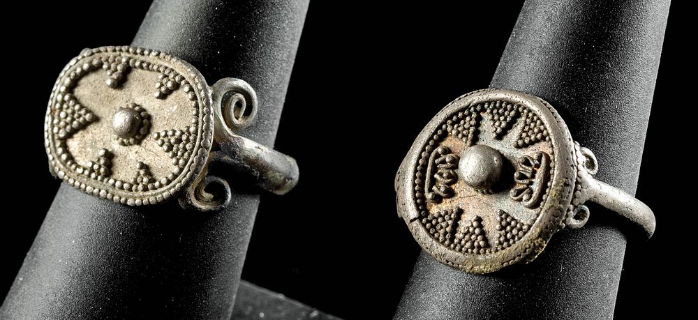 Appraisal: Lot of Roman Silver Rings with Star Motifs Rome later