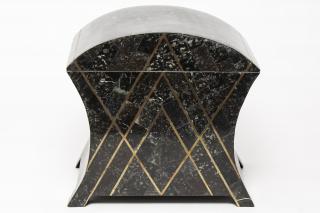 Appraisal: Maitland Smith Tessellated Stone Brass Table Box Mid-Century Modern circa