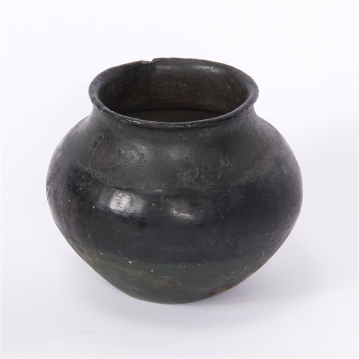 Appraisal: Native American black pottery jar H x W