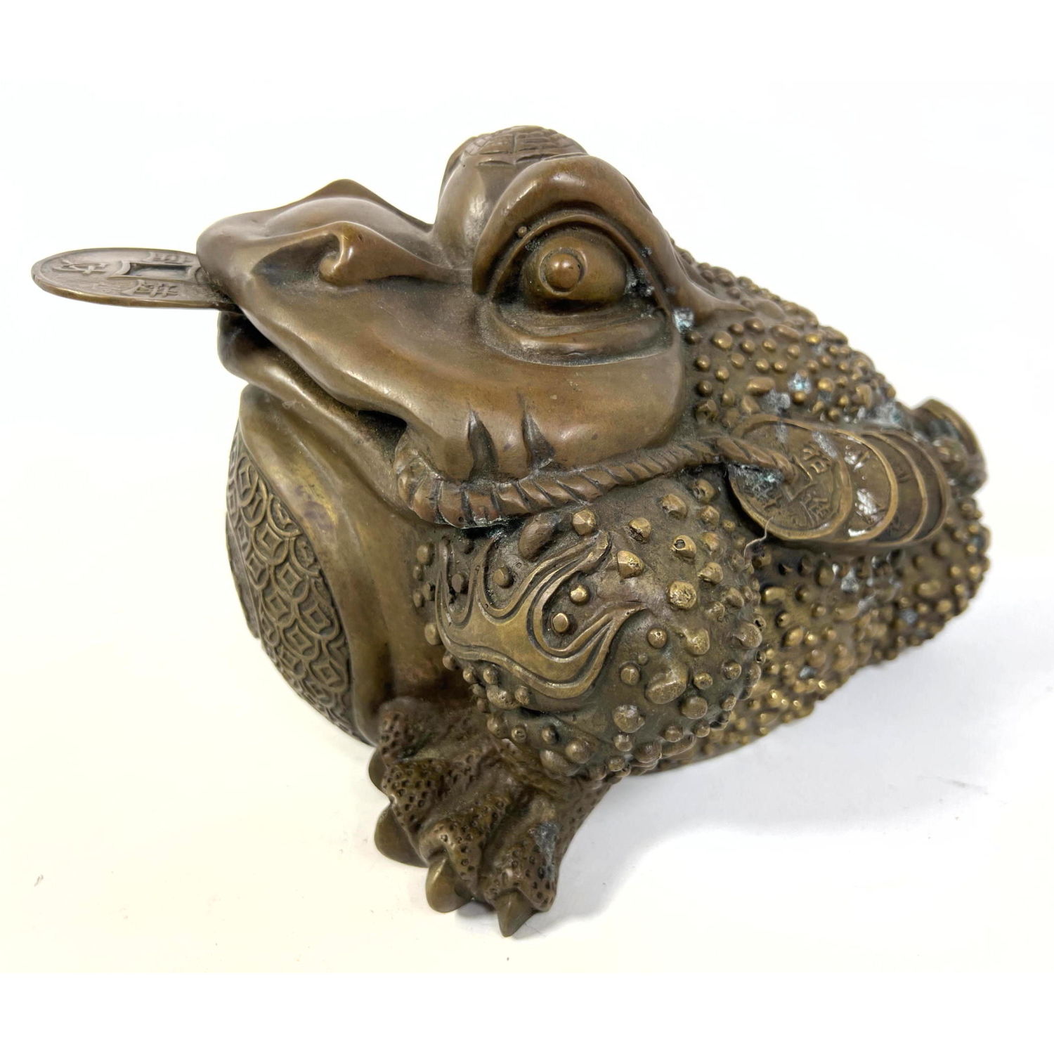 Appraisal: Chinese Metal Frog Figure sculpture Dimensions H inches W inches