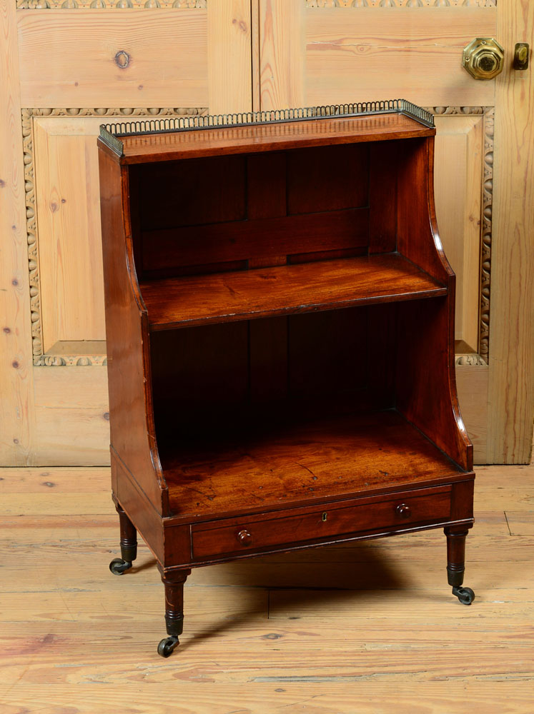 Appraisal: REGENCY MAHOGANY STANDING BOOKCASE Fitted with a brass gallery above