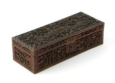 Appraisal: A Chinese Canton rectangular box and cover intricately carved with